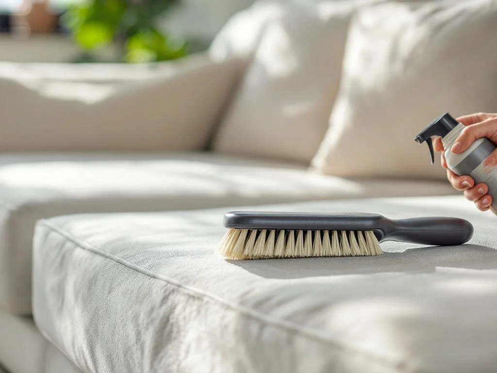 Nettoyer son canapé microfibre efficacement avec une mousse sèche et une brosse souple