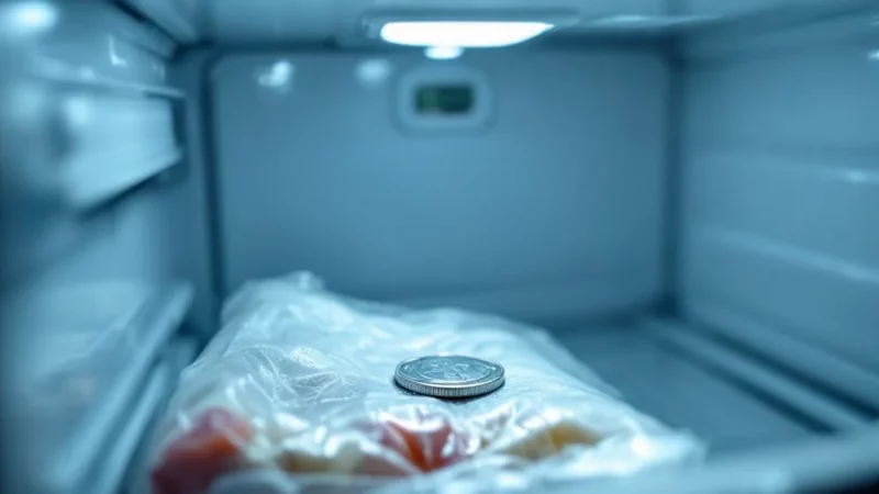 Attention danger : une pièce de monnaie dans le congélateur détecte la décongélation secrète