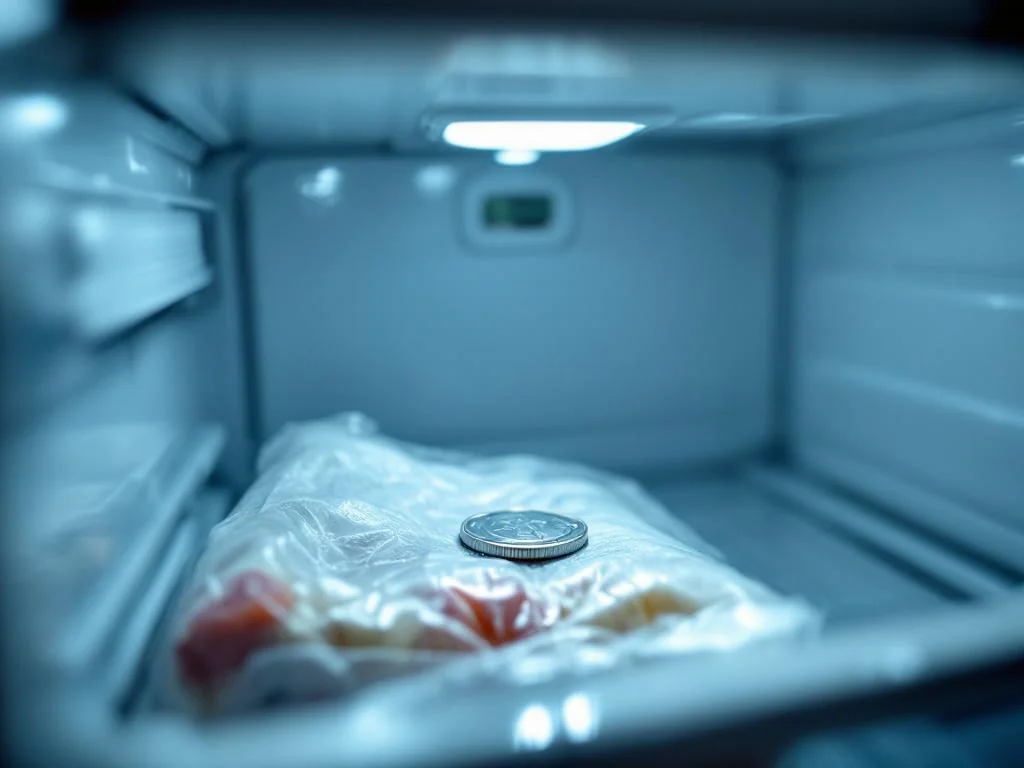 Attention danger : une pièce de monnaie dans le congélateur détecte la décongélation secrète